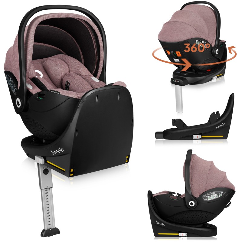 Lionelo Moxie i-Size set κάθισμα αυτοκινήτου 40-87cm & περιστρεφόμενη βάση isofix Pink Mauve