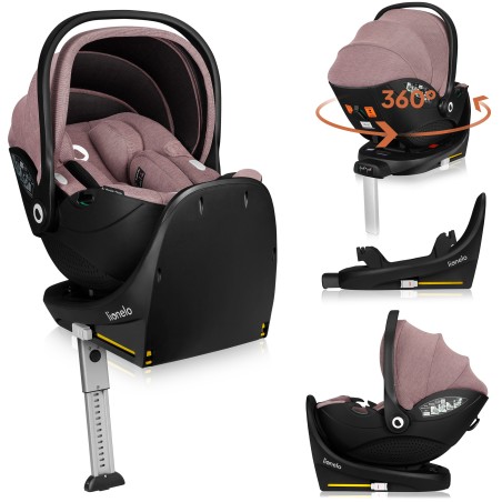 Lionelo Moxie i-Size set κάθισμα αυτοκινήτου 40-87cm & περιστρεφόμενη βάση isofix Pink Mauve