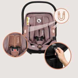 Lionelo Moxie i-Size set κάθισμα αυτοκινήτου 40-87cm & περιστρεφόμενη βάση isofix Pink Mauve