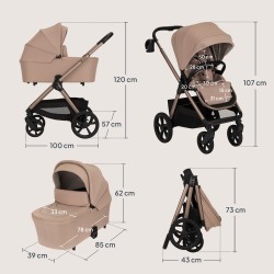 Lionelo Carmine Καρότσι Βρεφικό 3 σε 1 έως 22kg Beige Sand
