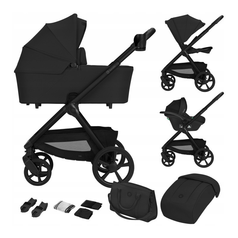 Lionelo Carmine Καρότσι Βρεφικό 3 σε 1 έως 22kg Black Onyx