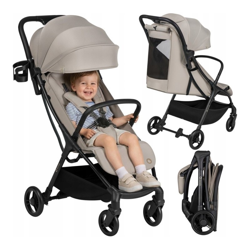 Lionelo Agia Auto Fold Καρότσι Ταξιδίου έως 22kg Beige Sand