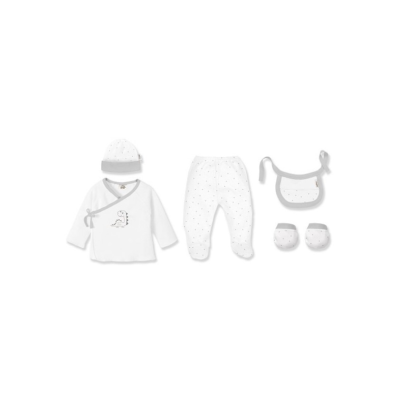 Interbaby Dinosaur Σετ Δώρου 5 τμχ (0-6 μηνών) White-Grey