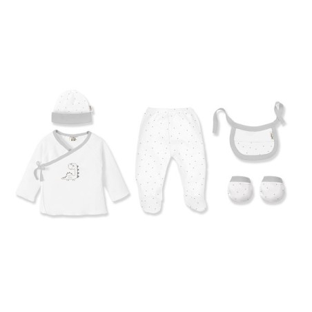 Interbaby Dinosaur Σετ Δώρου 5 τμχ (0-6 μηνών) White-Grey