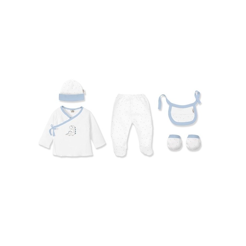Interbaby Dinosaur Σετ Δώρου 5 τμχ (0-6 μηνών) White-Blue