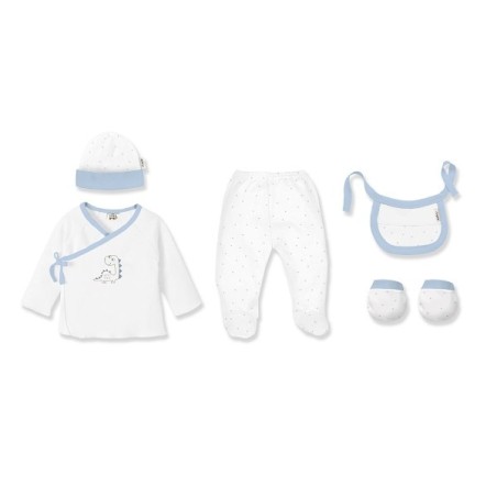 Interbaby Dinosaur Σετ Δώρου 5 τμχ (0-6 μηνών) White-Blue