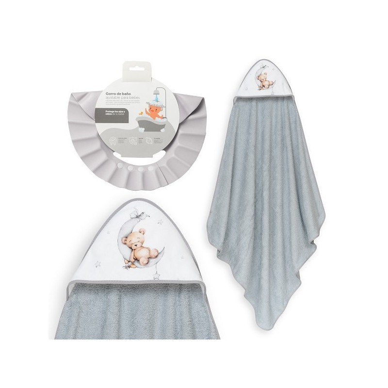 Interbaby Bear Μπουρνούζι Κάπα & Καπέλο Μπάνιου Grey