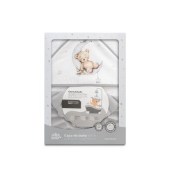 Interbaby Bear Μπουρνούζι Κάπα & Καπέλο Μπάνιου White-Grey