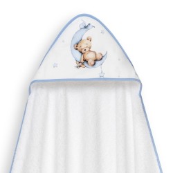 Interbaby Bear Μπουρνούζι Κάπα & Καπέλο Μπάνιου White-Blue