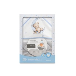 Interbaby Bear Μπουρνούζι Κάπα & Καπέλο Μπάνιου White-Blue