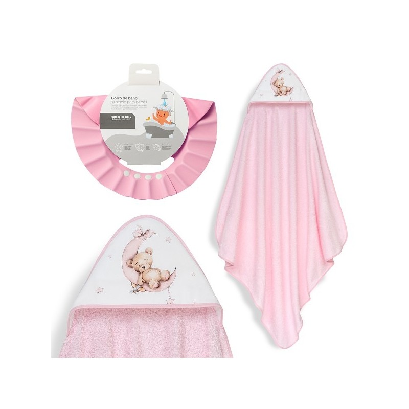 Interbaby Bear Μπουρνούζι Κάπα & Καπέλο Μπάνιου Pink