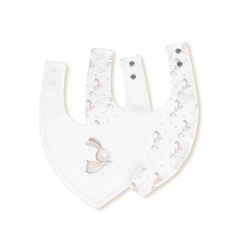 Interbaby Σαλιάρα Bandana Σετ 2 Τεμ Bunny Grey