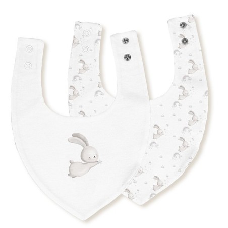 Interbaby Σαλιάρα Bandana Σετ 2 Τεμ Bunny Grey