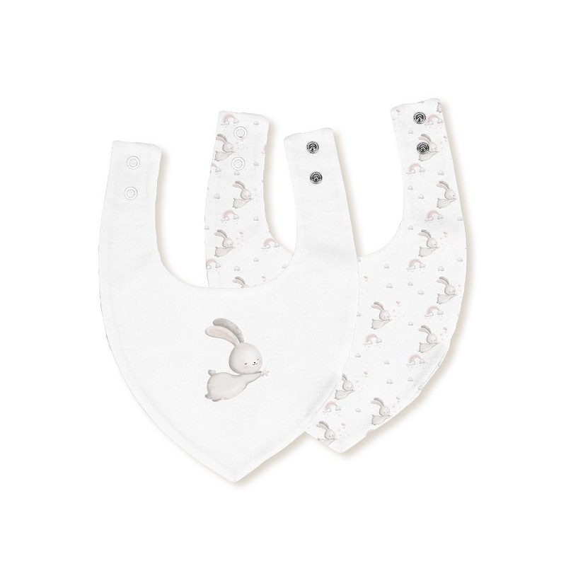 Interbaby Σαλιάρα Bandana Σετ 2 Τεμ Bunny Pink