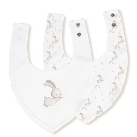 Interbaby Σαλιάρα Bandana Σετ 2 Τεμ Bunny Pink