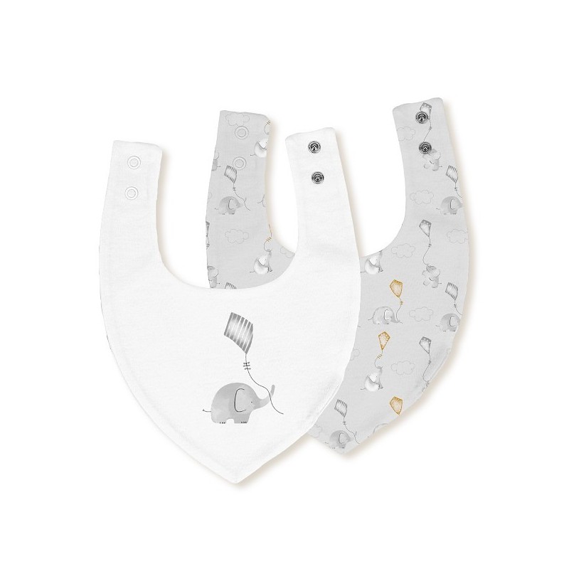 Interbaby Σαλιάρα Bandana Σετ 2 Τεμ Elephant Grey
