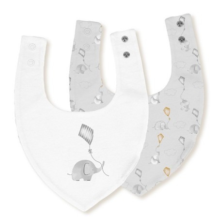 Interbaby Σαλιάρα Bandana Σετ 2 Τεμ Elephant Grey