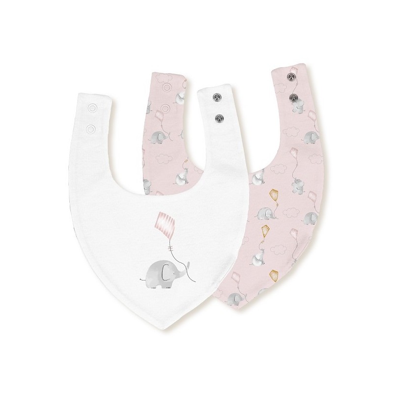 Interbaby Σαλιάρα Bandana Σετ 2 Τεμ Elephant Pink