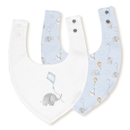 Interbaby Σαλιάρα Bandana Σετ 2 Τεμ Elephant Blue
