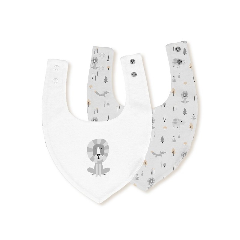 Interbaby Σαλιάρα Bandana Σετ 2 Τεμ Fox Grey