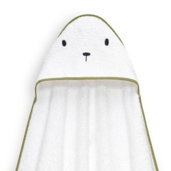 Interbaby Bear Σετ Μπουρνούζι & Πανάκι Παρηγοριάς Μουσελίνας White-Green