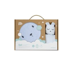 Interbaby Bear Σετ Μπουρνούζι & Πανάκι Παρηγοριάς Μουσελίνας Blue