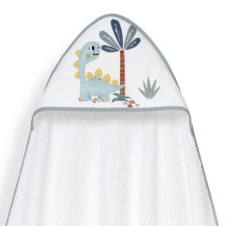 Interbaby Dino Μπουρνούζι Κάπα & Καπέλο Μπάνιου White-Grey