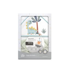 Interbaby Dino Μπουρνούζι Κάπα & Καπέλο Μπάνιου White-Green