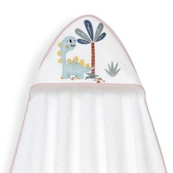 Interbaby Dino Μπουρνούζι Κάπα & Καπέλο Μπάνιου White-Pink