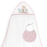 Interbaby Jirafa Elefante Μπουρνούζι Κάπα & Σαλιάρα White-Pink