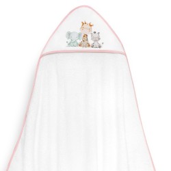Interbaby Jirafa Elefante Μπουρνούζι Κάπα & Σαλιάρα White-Pink