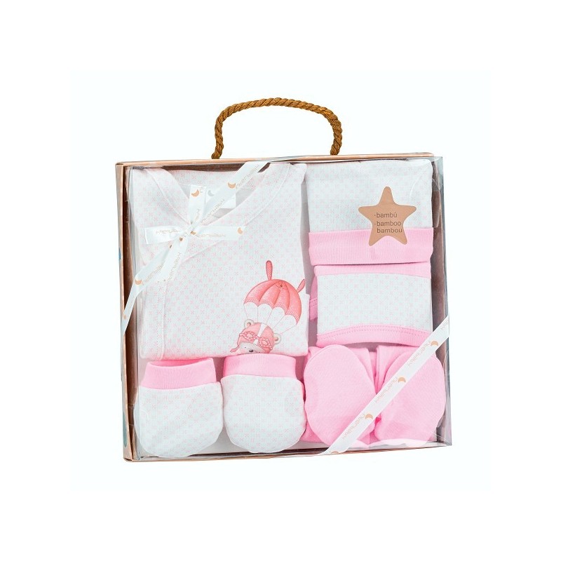 Interbaby Paracaidas Σετ Δώρου 5 τμχ (0-6 μηνών) Pink