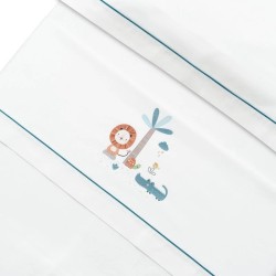 Interbaby Leon Σεντόνια Σετ 3 Τεμ Κούνιας (115Χ175) White/Petrol
