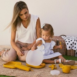 Interbaby Αντιολισθητικό Πιάτο Σιλικόνης Με Θήκες Και Καπάκι Blue Grey