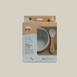 Interbaby Σετ Αντιολισθητικό Μπολ Και Κουτάλι Από Σιλικόνη Blue