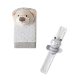 Interbaby Bear Σετ 4 Τμχ Καλτσάκια & Περικάρπια Κουδουνίστρες Grey