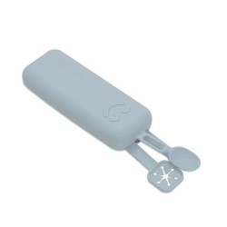 Interbaby Σετ 3 Τεμ Κορδέλα Στήριξης Σαλιάρας + Κουτάλι Σε θήκη Σιλικόνης Blue