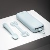 Interbaby Σετ 3 Τεμ Κορδέλα Στήριξης Σαλιάρας + Κουτάλι Σε θήκη Σιλικόνης Blue